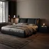 Muebles de dormitorio: cama de lujo ligero 1.5m, cama de cuero para apartamento pequeño 1.8m, cama grande para dormitorio principal, cama doble de boda, cama italiana minimalista con almacenamiento