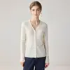 La textura es la reina~ Cárdigan 100% cachemir puro para mujer, chaqueta de punto cálida, suéter de manga larga con cuello en V, versátil y simple