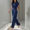 Mono Recto de Color Sólido con Cuello Redondo y Cintura Ajustable, Elegante Ropa de Trabajo, Moda Europea y Americana Transfronteriza, Novedad de Verano 2026 de Amazon