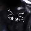Exquisitos Aretes de Diamante Brillante en Forma de Estrella con Cierre de Rosca, Joyería Versátil de Diseño Nicho al por Mayor