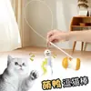 Juguete para Gatos Palo de Caña con Plumas, Plato Giratorio Oscilante para Autoentretenimiento, Alivio del Aburrimiento para Gatitos, Suministros para Mascotas para Gatos para Gastar Energía