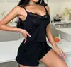 Ropa de Casa Transfronteriza Europea y Americana de Nuevo Estilo, Conjunto de Pijama de Camisola y Shorts con Ribete de Encaje, Moderno y Cómodo, Venta al por Mayor 3465