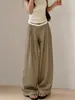 Pantalones negros de mujer para otoño, pantalones anchos de cintura alta holgados, talla petite, caída de alta gama, pantalones casuales rectos ajustados para traje