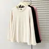 Camiseta de Manga Larga con Patrón de Espiga de Trigo y Encaje Elegante para Mujer Talla Grande Otoño Nueva Versátil Capa Base para Vestir por Capas 1238