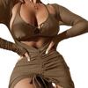 2025 Nuevo Bikini de Tres Piezas Europeo y Americano con Tirantes de Cuerda Falda Larga de Gasa Traje de Baño Bikini Bikini Exportación Transfronteriza