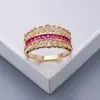 Anillo de Moda Transfronterizo Europeo y Americano con Hoja Hueca y Circonita, Anillo Versátil Exquisito de Gama Alta Más Vendido