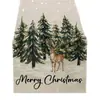 Corredor de mesa temático de Natal, best-seller transfronteiriço, poliéster, impressão de alta definição, pinheiro, rena, cena de neve, corredor de mesa para decoração de feriados para uso doméstico