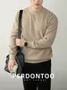 [Lã Modal Incluída] Aquecimento Infravermelho Distante Suéter Quente Gola Redonda Masculino Outono e Inverno Grosso Suéter Criativo