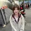 Chaqueta Corta Estilo Americano Perezoso Chic de Rayas Tres Rayas para Primavera y Otoño Chaqueta de Béisbol Sudadera para Mujer Cárdigan de Principios de Otoño para Mujer