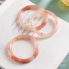 Pulseira de Seda Dourada e Jade com Tiras Redondas Cor Pomelo de Pêssego da Flor de Pêssego de Xinjiang Jade Natural de Gelo Alto