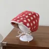 Gorro de Borrego a Cuadros con Orejeras Otoño e Invierno Pañuelo Retro para Bebé con Lazos Gorro Cálido Impermeable Forrado de Felpa para Bebés y Niños Pequeños