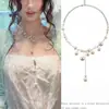 Collar de Borlas de Perlas de Imitación Retro Francés para Mujer Cadena para Clavícula de Lujo Ligero y de Alta Gama Gargantilla de Nicho con Temperamento