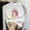 Nova camada de base térmica da moda e tendência outono/inverno para crianças, gola alta meia-manga para meninas, top quente e casual para crianças mais velhas