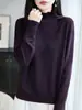 Suéter de Punto Fino con Cuello Alto y Mangas Largas para Mujer, Color Sólido, Holgado, Camisa Base Superior, Nuevo Otoño/Invierno 2026