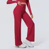 Pantalones de Yoga de Nuevo Estilo con Sensación de Segunda Piel de Secado Rápido de Cintura Alta Levanta Glúteos para Correr al Aire Libre Deportes Pantalones de Pierna Ancha Caídos de Pierna Recta Pantalones de Fitness