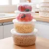 Caja de almacenamiento transparente de plástico para refrigerador, recipiente de cocina para alimentos y granos, cajas de almacenamiento redondas y cuadradas apilables