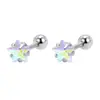 Aretes de corazón de circonita de acero inoxidable con aguja fina de 0.8 mm, aretes aptos para dormir, joyería para perforaciones de oreja en forma de estrella
