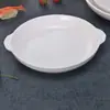 Plato de Porcelana de Magnesio de Doble Oreja, Plato Cerámico Blanco de Hotel, Plato de Nácar, Plato de Porcelana con Asa