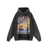 Sudadera con capucha de manga larga desgastada, lavada y con estampado de estrellas de hip hop europeas y americanas para hombre, estilo antiguo y holgado.