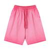 320g algodão puro retrô gradiente bicolor shorts desgastados folgados masculino e feminino casual esportivo oversize
