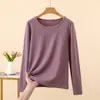 Camiseta Camada Base Térmica Gola Redonda Nano Fleece para Mulheres Manga Longa Slim Fit Roupa Íntima Versátil Roupa de Outono Top