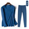 Ropa interior térmica sin costuras de terciopelo para hombre, ropa de otoño, traje de pantalones largos, suéter base engrosado forrado de forro polar para otoño e invierno