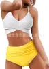 Bikini de Dos Piezas para Mujer de Estilo Europeo y Americano, Multicolor, Empacado Rígido, Push-Up, de Cintura Alta, que Favorece la Figura, para la Playa, Más Vendido en Aliexpress Amazon