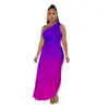 Saia Africana Cor Gradiente Cor Gradiente Plissada Popular Africana de Um Ombro Estilo Popular de Verão Feminino