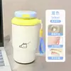 Taza isotérmica de doble boca con estampado de gatito y pez, suave y linda, transfronteriza, con cordón, adecuada para estudiantes, para ir al trabajo y para el coche, portátil y fácil de llevar