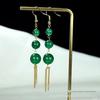 Brincos de franja de calcedônia verde transparente de gelo alto brincos de ágata verde femininos Artesanato de Joias Jade Jade presente atacado