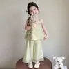 Conjunto de Verano para Niñas 2026 Nuevo Elegante Ropa de Verano Delgada para Niños, Moderno sin Mangas Nuevo Estilo Chino Conjunto de Dos Piezas para Bebés