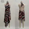 Comercio Exterior Transfronterizo Europeo y Americano 2026 Nuevo Estilo Estampado Ajustado Sexy Sin Espalda Sin Mangas Estampado de Cebra Cuello Halter Vestido