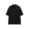 Camisa de color sólido con textura retro para hombre, estilo antiguo, de verano 2025, de marca moderna, holgada, informal, combinable.