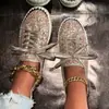 Sapatos de Strass 2025 Primavera Novo Exportação Transfronteiriça Tamanho Grande Europeu e Americano Sola Grossa Cravejado de Diamantes Sapatos Transfronteiriços