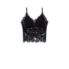 Lingerie de renda com borboletas para mulheres, camisola com bojo, regata de base, pode ser usada como camada interna ou externa, com lindo design nas costas e bojos embutidos no peito