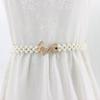 Corrente de Cintura com Strass e Pérolas Estilo Coreano Feminina Moda Decoração de Vestido Cinto Elástico Cobertura Elástica de Cintura com Flores Doces Feminina