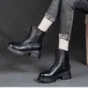 Botas de algodón forradas de felpa para mujer, nueva colección otoño/invierno 2026, marrones, estilo británico, Botas Martin de media pantorrilla, Botas Chelsea de suela gruesa, Botines