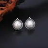 Brincos de Pérola Natural de Água Doce com Borda de Contas em Corda Torcida de Prata S925 para Mulheres, Brincos Redondos da Moda em Estilo Retro Francês