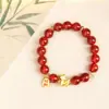 Pulseira de Ágata Vermelha Natural para Mulheres, Ano de 2026 Cavalo, Pulseira do Ano do Zodíaco, Zodíaco Cavalo, Joia de Cristal com Contas Vermelhas da Sorte