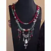Collar de Cuentas Estilo Chino, Accesorios Hanfu, Cadena para Suéter de Borla de Mariposa de Doble Capa Estilo Nacional, Cadena Exagerada de Clavícula de Lujo Ligero