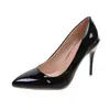 Zapatos Casuales de Tacón de Aguja Talla Grande Transfronterizos para Mujer Primavera y Otoño 2024 Nuevo Charol Moda Tacones Altos Mujer