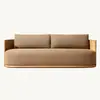 Sofá de Ocio para Exteriores, Mesa Larga y Sillas de Aleación de Aluminio, Patio al Aire Libre, Jardín, Balcón de Villa, Sofá de Madera Maciza Impermeable y Resistente al Sol