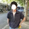 Camisa Rosa Falsa de Dos Piezas con Cuello en V y Mangas Cortas para Hombre, Estilo Juvenil de Verano, Camisa Retro de Media Manga con Cuello de Solapa para Pareja