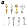 Novo piercing lábio unha 0,9 dentes F136 liga de titânio lua raio cone piercing lábio piercing orelha tragus zircônia 5A