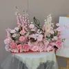 Arreglo floral de piso para boda, decoración de fila de flores rosas, flores de boda, flores artificiales, decoración de pasillo, ambientación, arte floral de escenario T