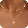 Collar con Colgante de Inicial de 26 Letras Transfronterizo Europeo y Americano de Amazon Exquisito Chapado en Cobre Oro de 14K Personalizado Simple Moda Joyería
