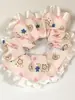 Elástico de Cabelo Scrunchie Listrado com Renda Estilo Coreano para Mulheres, Acessório de Cabelo Suave e Elegante, Elástico de Cabelo Scrunchie Estilo Coreano