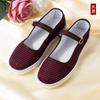 Sapatos de pano antigos de Pequim, sapatos femininos antigos, sapatos de vovó, supermacios, novos, sapatos bordados, femininos de 40 a 50 anos, fivela de uma linha