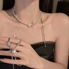 Exquisito collar de plata rota de viento frío con dos perlas para mujer, cadena de clavícula simple ajustable, temperamento, moda