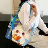 Bolsa de Lona con Gato Lindo de Dibujos Animados Japoneses y Coreanos para Mujer, Bolso de Hombro Casual de Gran Capacidad, Bolso Tote Versátil y Elegante